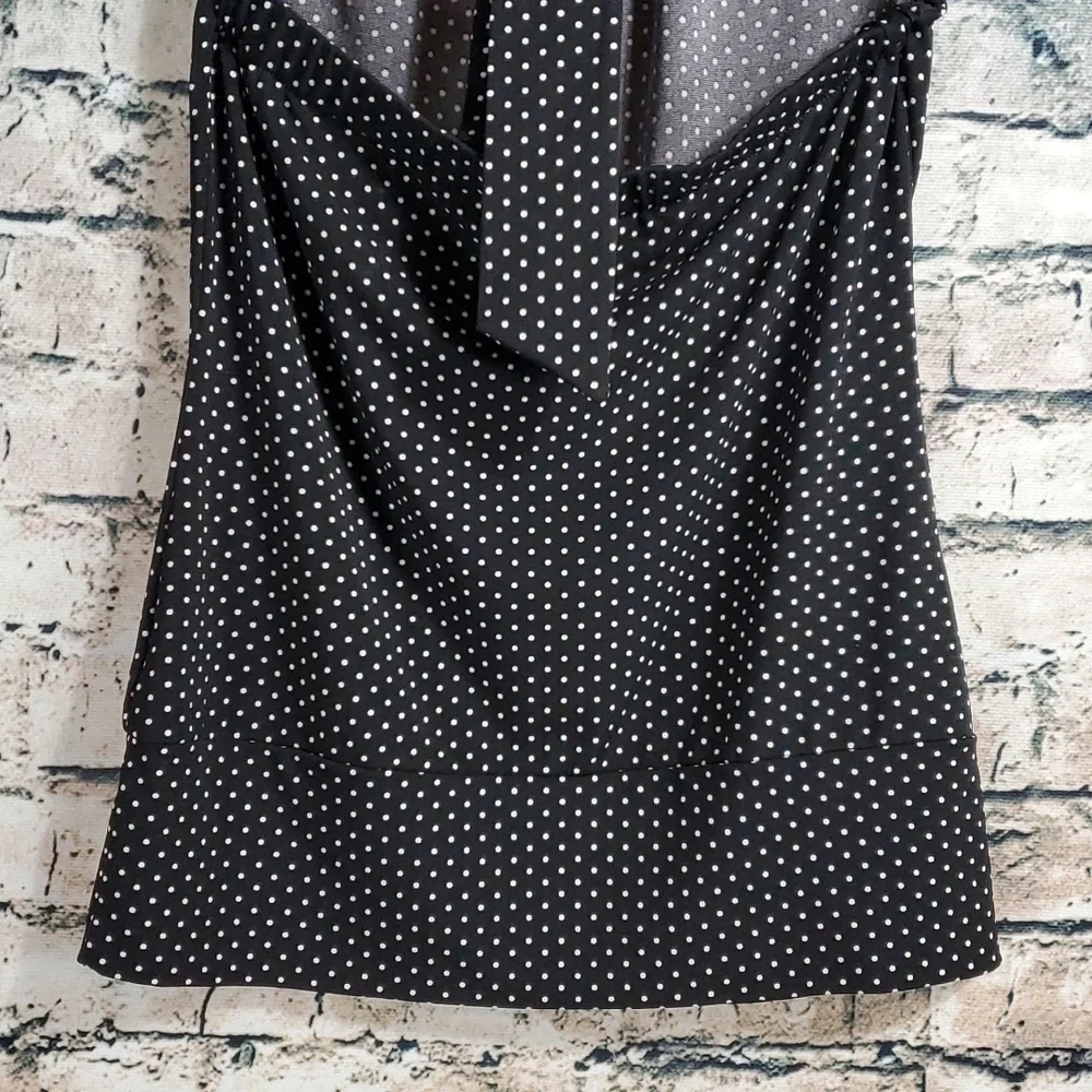 White House Black Market | Retro Rockabilly Black White Polka Dot Halter Top - Picture 7 of 10